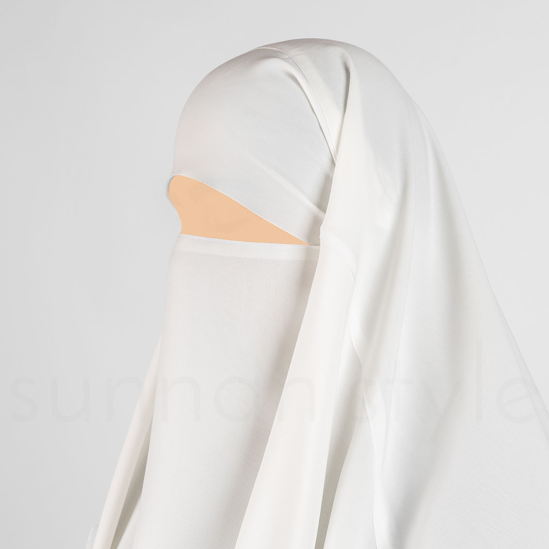 Sunnah Style Waterfall Layered Chiffon Khimar White